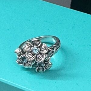 🔥SALE JAI John Hardy Sterling Silver Ring Size 7 with 3 Blue Topaz Gemstones